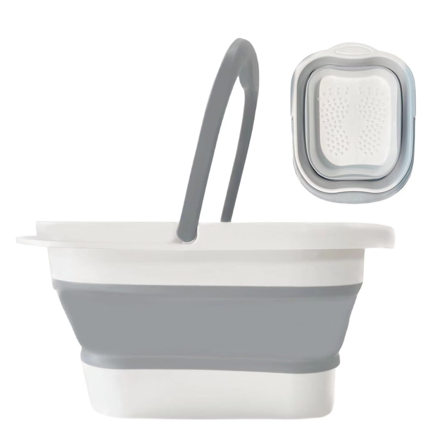 WMHYLYH collapsible foot spa in white, compact for travel and storage
