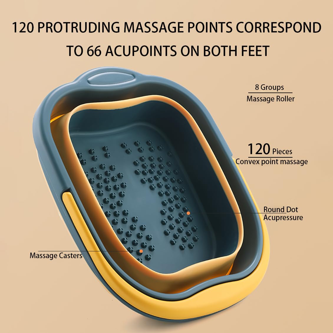 WMHYLYH foot spa close-up shows 120 massage points for targeted relief