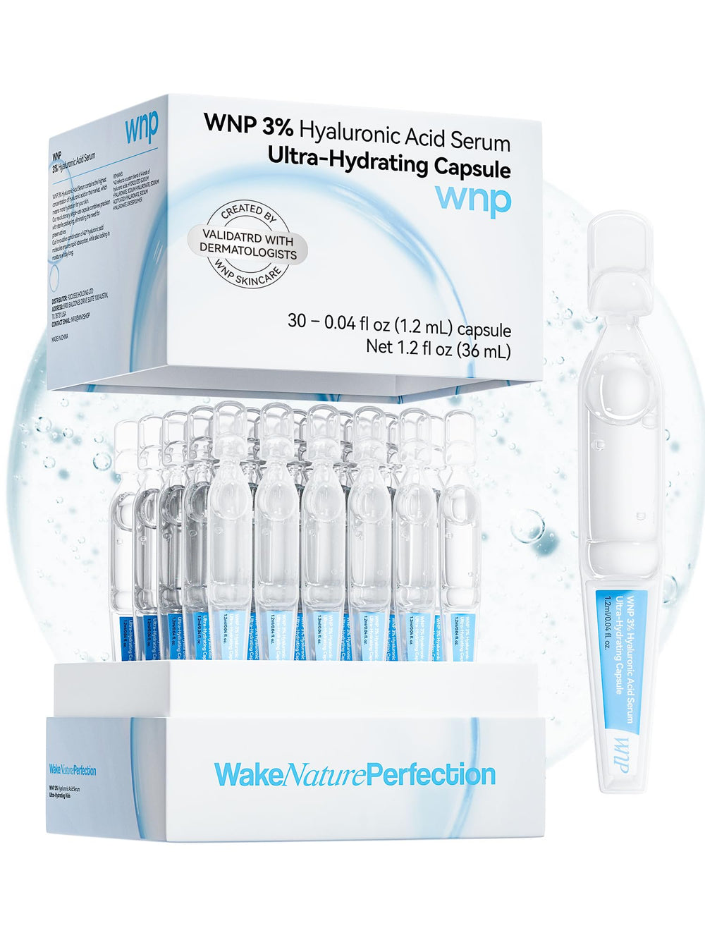 WNP Hyaluronic Serum 3% pour bottle delivers deep hydration for dry skin