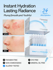 WNP Hyaluronic Serum 4D hydration on fingertip shows rapid absorption