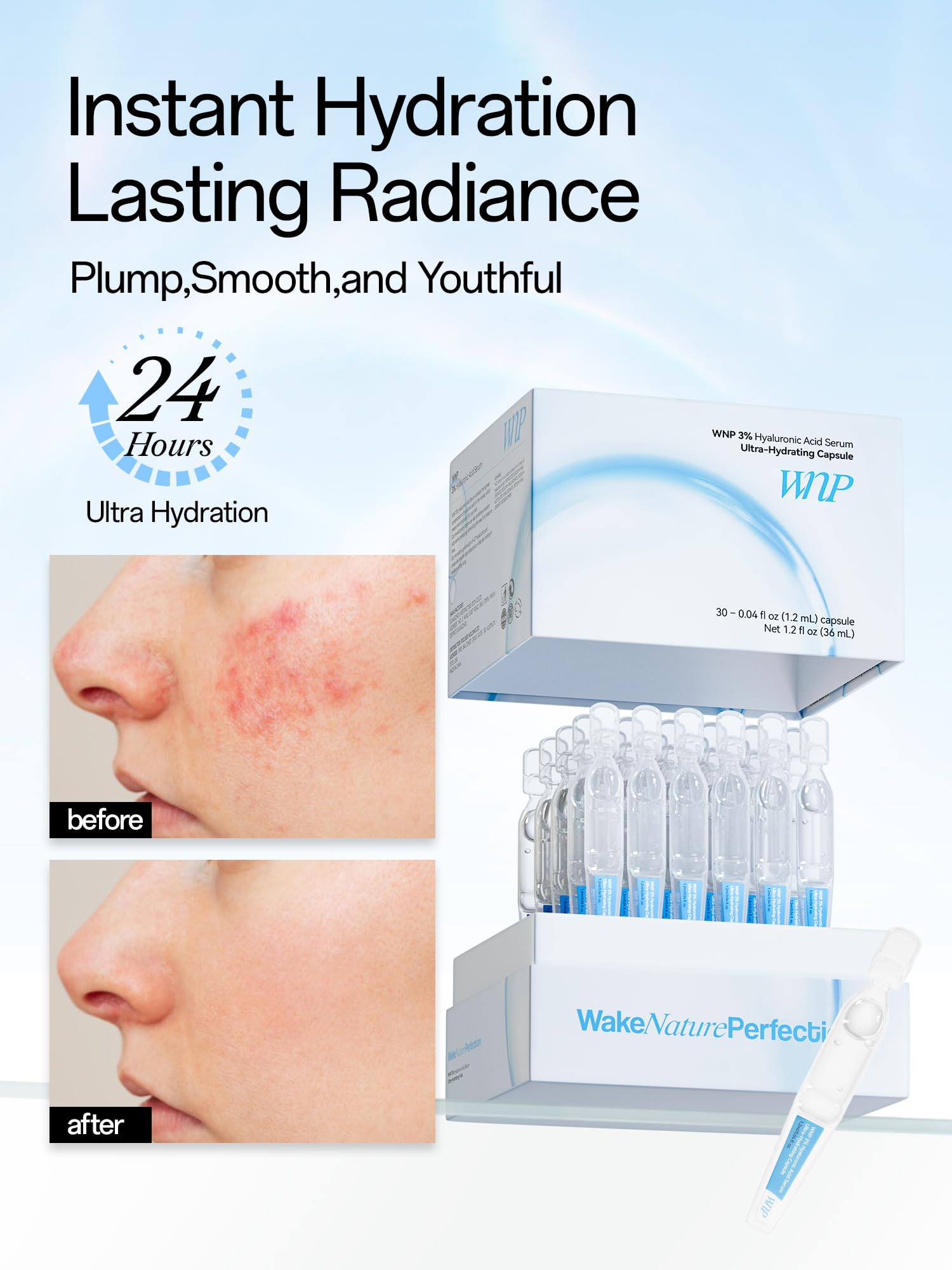 WNP Ultra Hydrating Serum serum texture swirl demonstrates silky, fast-absorbing formula.