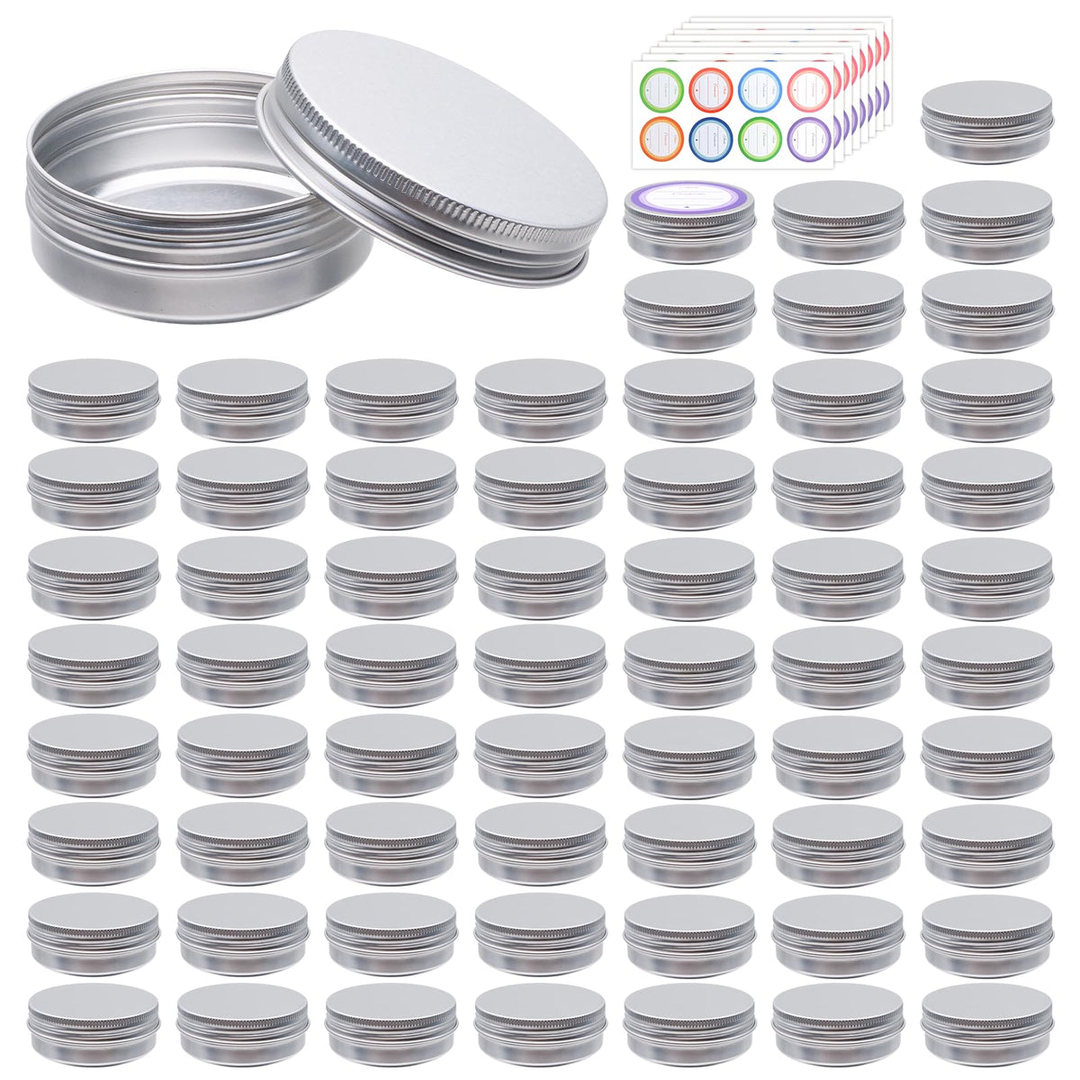 Woaiwo-q 64pack aluminum tin cans with screw lid ideal for travel-sized products.