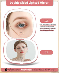 WOBSION travel mirror shows 1x detailed view for quick makeup checks on the go