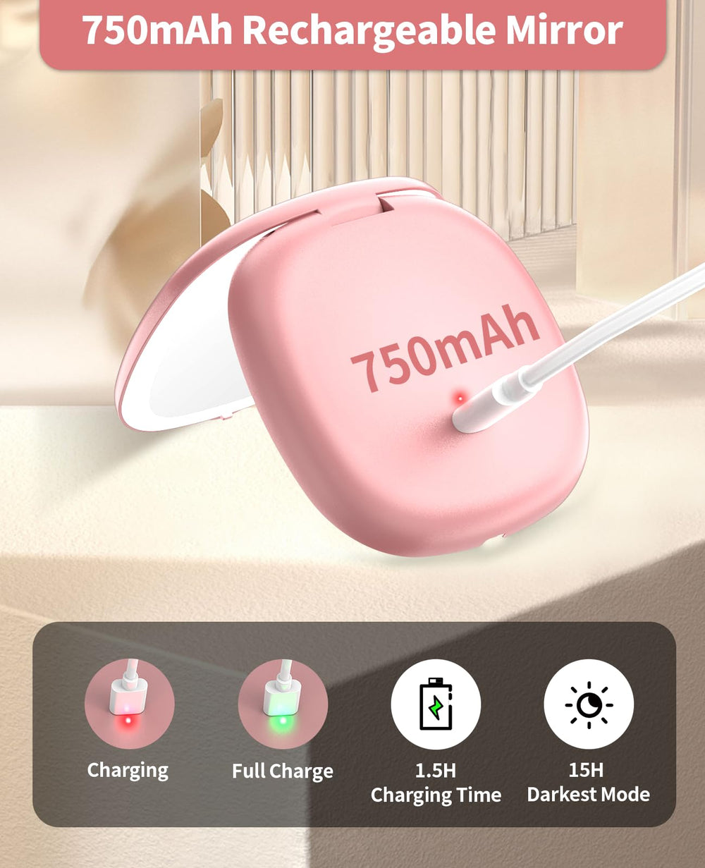 WOBSION compact rose gold mirror fits in bags for effortless on-the-go grooming
