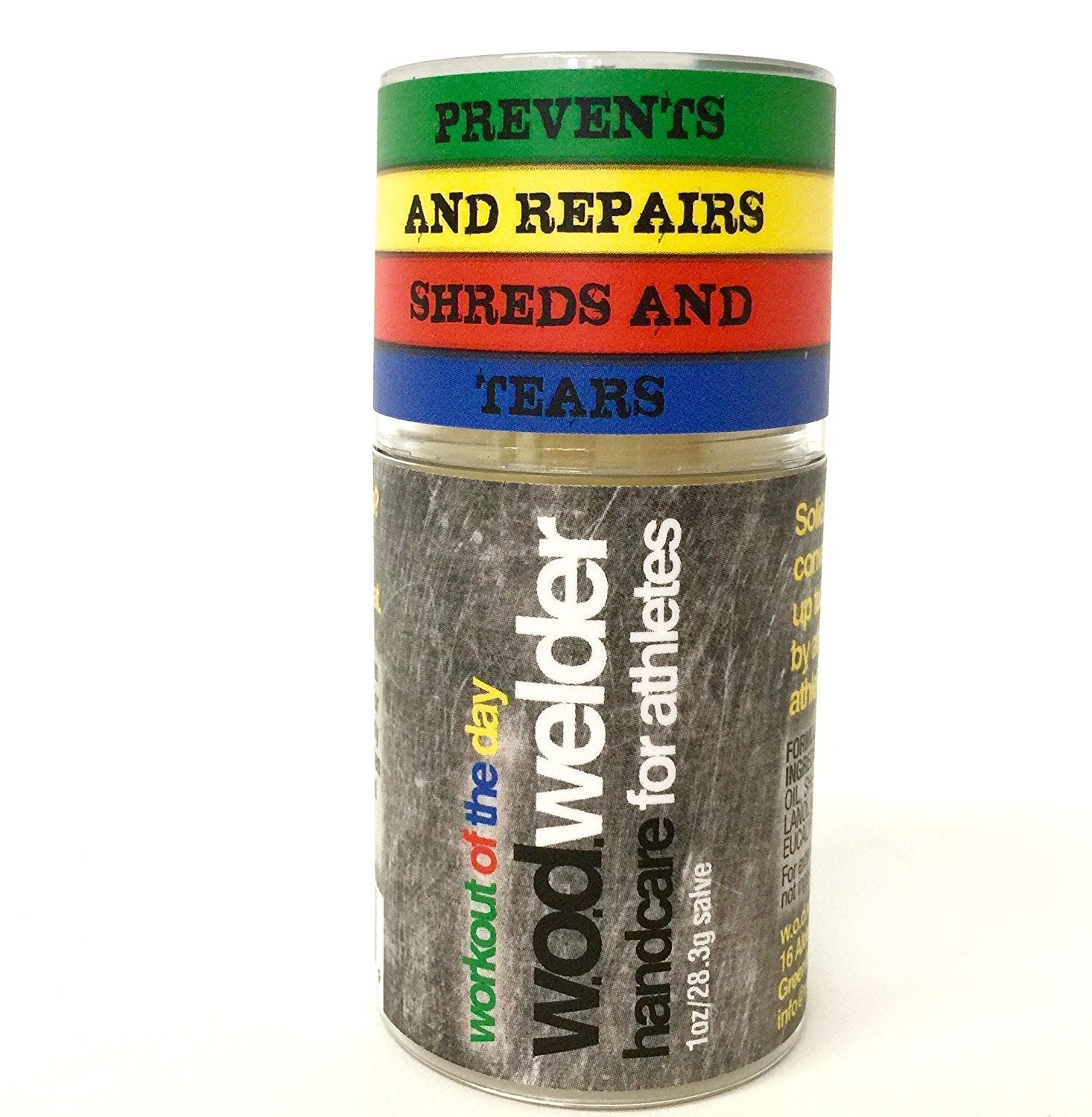 WOD Welder Callus Repair Salve packaging shown for on-the-go hand care.
