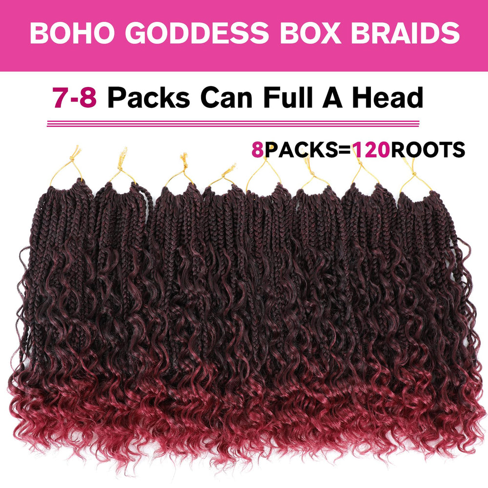 Wodun Goddess Box Braids 12inch full-head look demonstrates eight packs of coverage.