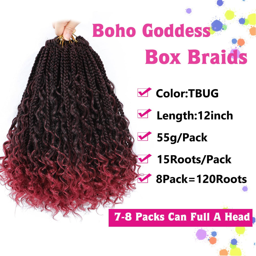 Wodun Goddess Box Braids 12inch pre-looped design speeds installation.