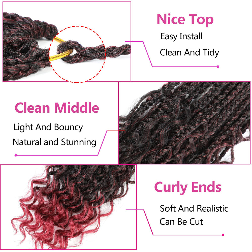 Wodun Goddess Box Braids 12inch spiral ends add cute, stylish detail.