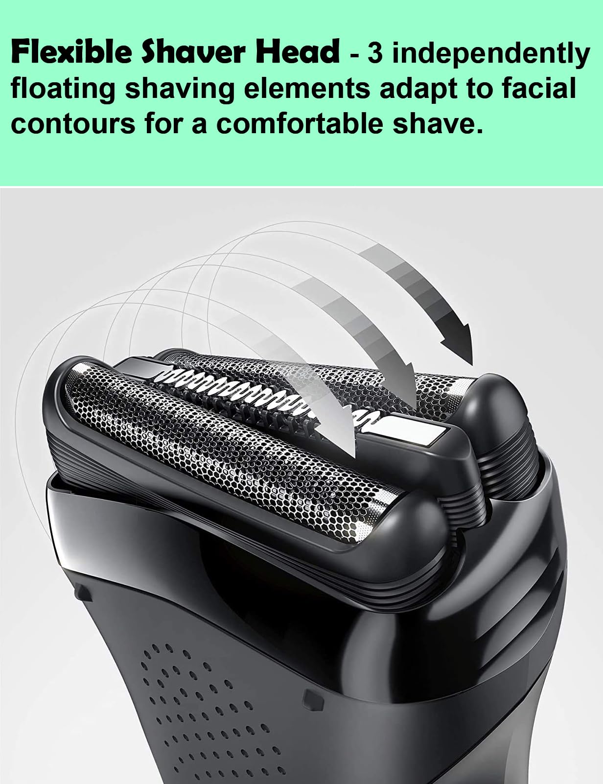 WOERGG 21B Series 3 replacement head detail shows bionic mesh and tooth comb