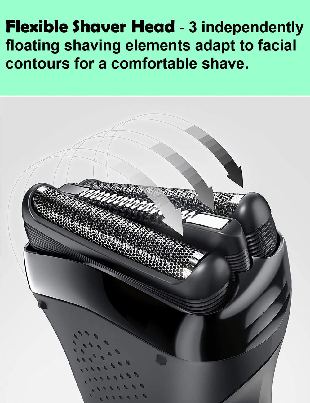 WOERGG 21B Series 3 replacement head detail shows bionic mesh and tooth comb