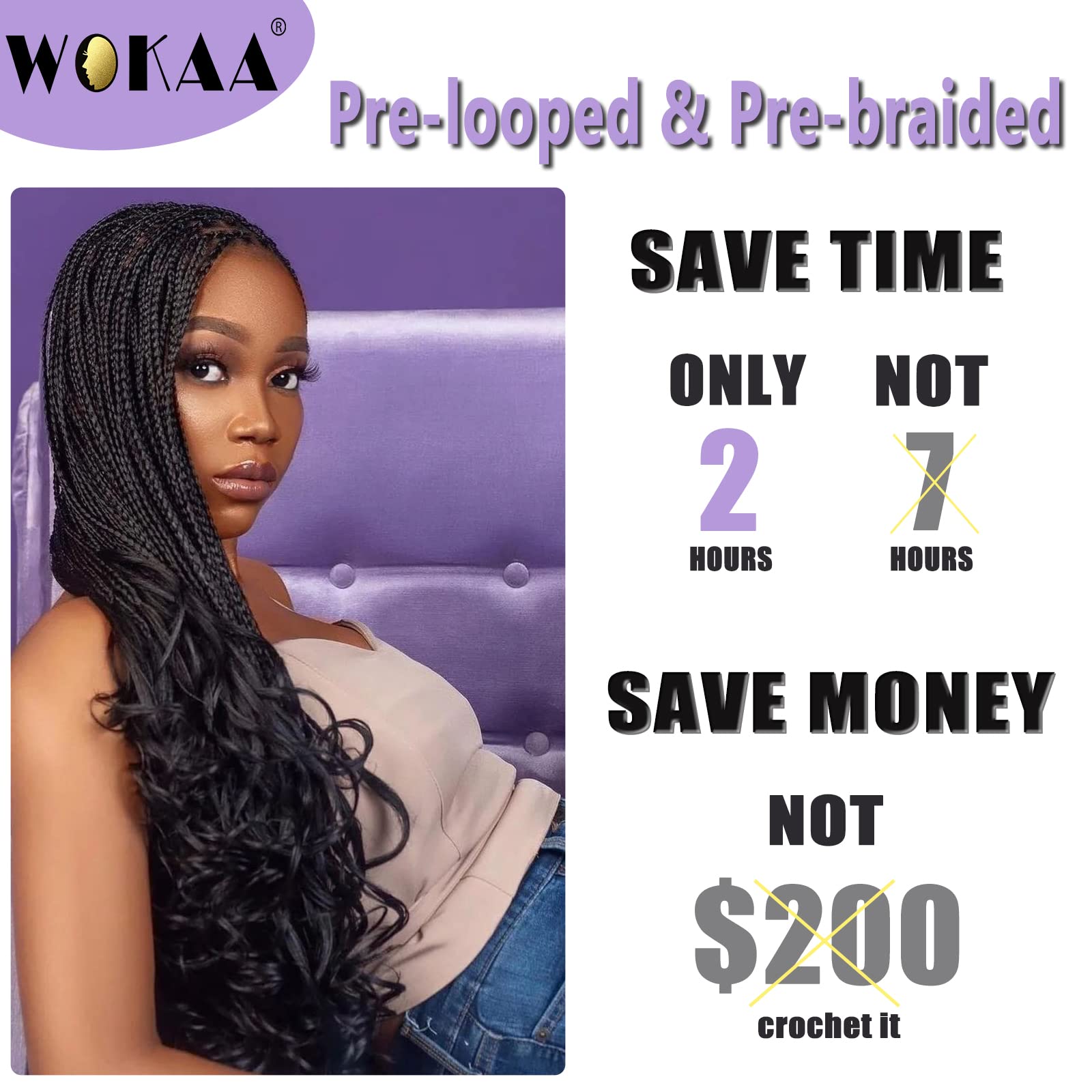WOKAA beginner-friendly braids image highlights easy installation and quick styling.