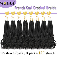 WOKAA French Curl Braids ombre color transition highlights smooth gradient for versatile styling.