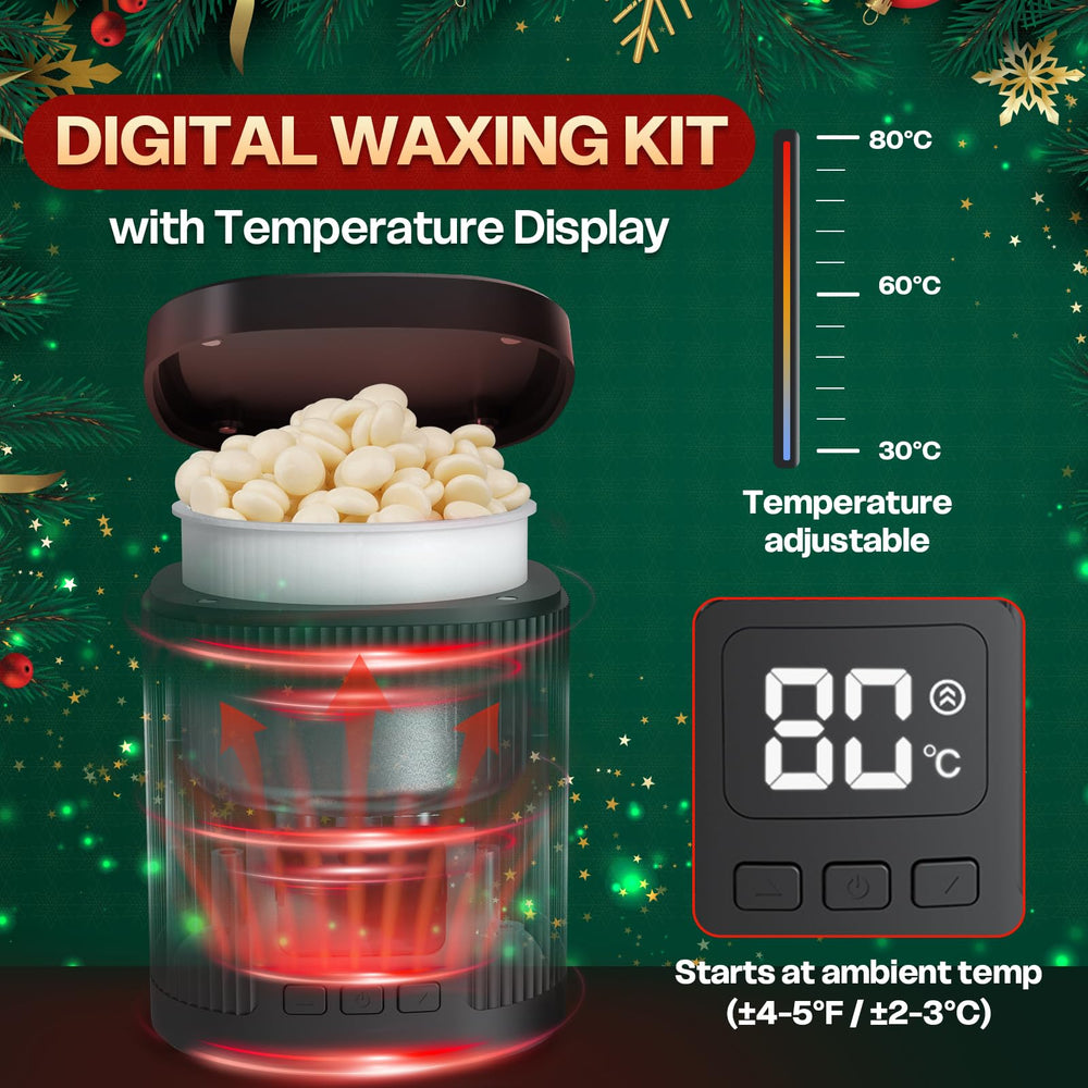 Wokaar nose wax kit digital temperature control shows precise heat levels.