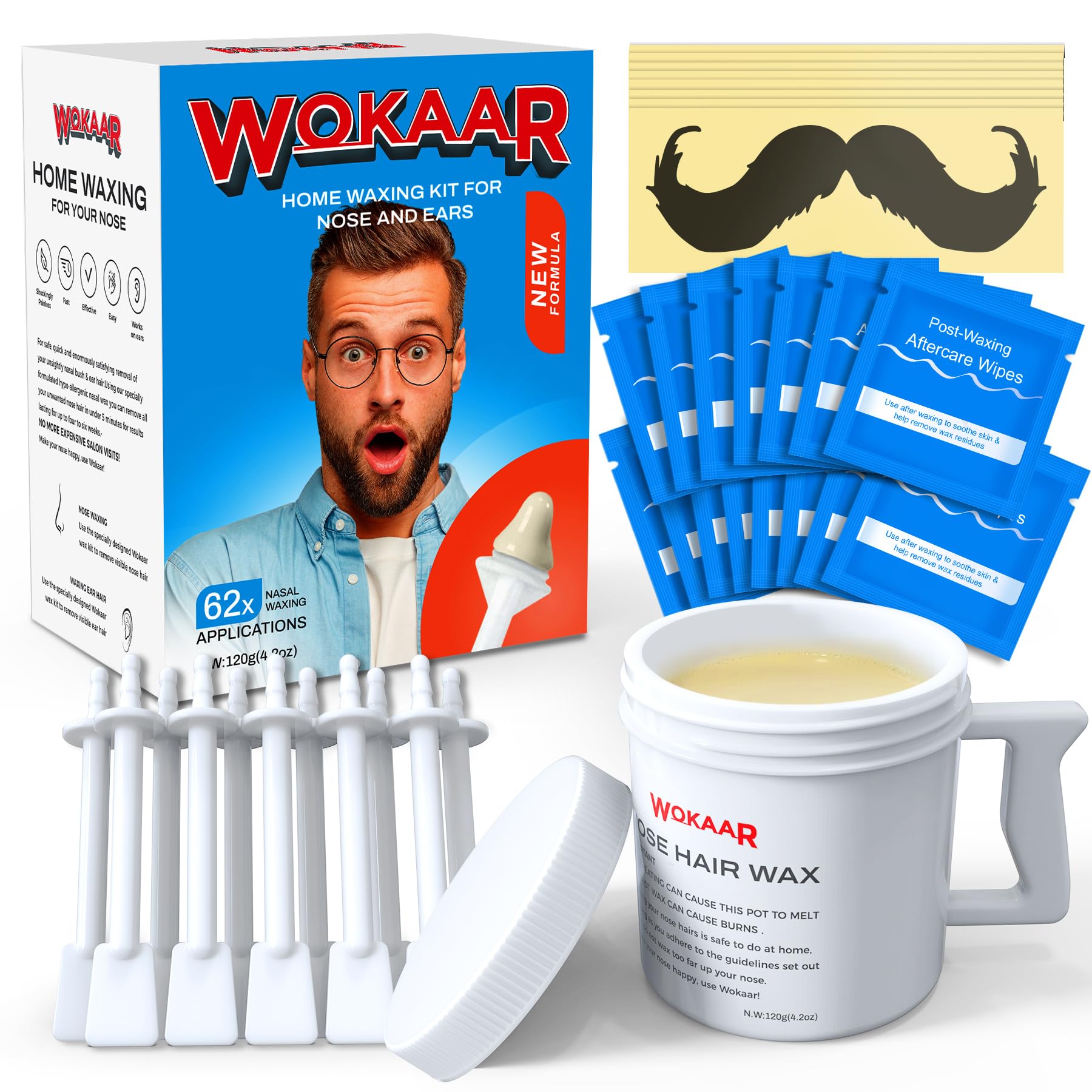 Wokaar Nose Wax Kit packaging for at-home grooming and gift-ready presentation.