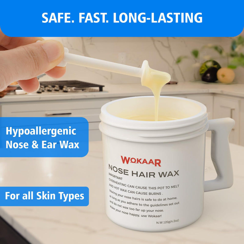 Wokaar Nose Wax Kit balm wipes included for soothing preparation after waxing.
