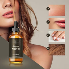 WoldoHealth Organic Argan Oil hair application smooths frizz and adds natural shine.