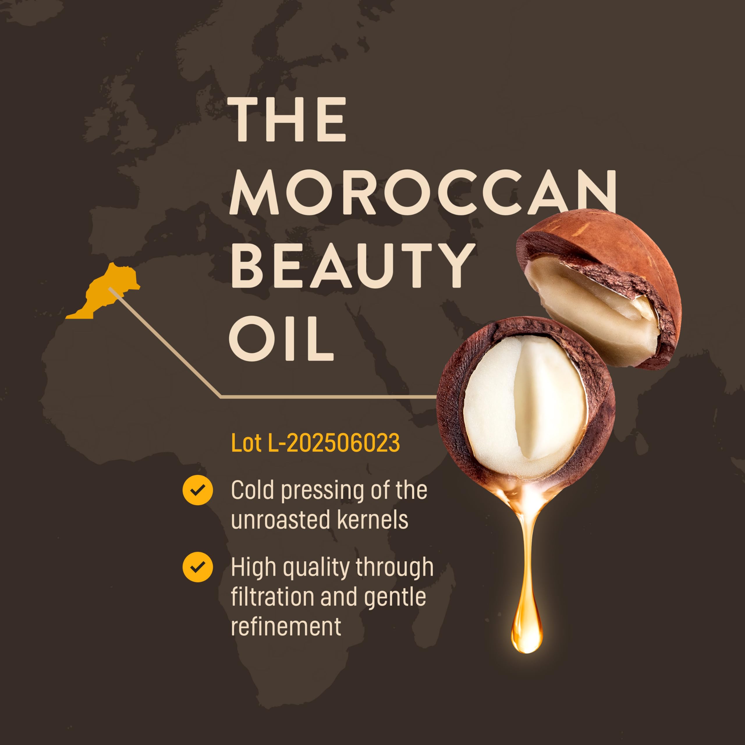 WoldoHealth Organic Argan Oil rich in vitamin E supports skin and hair health.