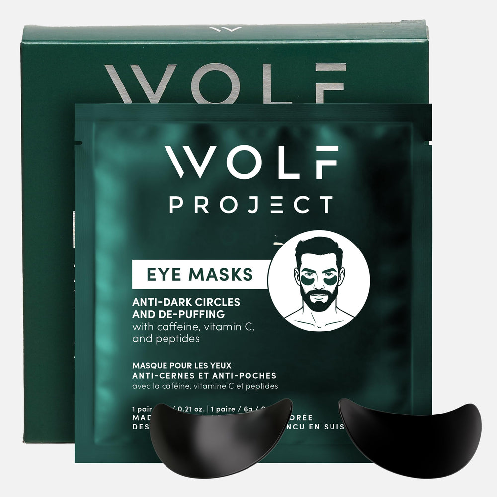 The Wolf Project under eye patches packaging highlights hydrogel formula for hydration