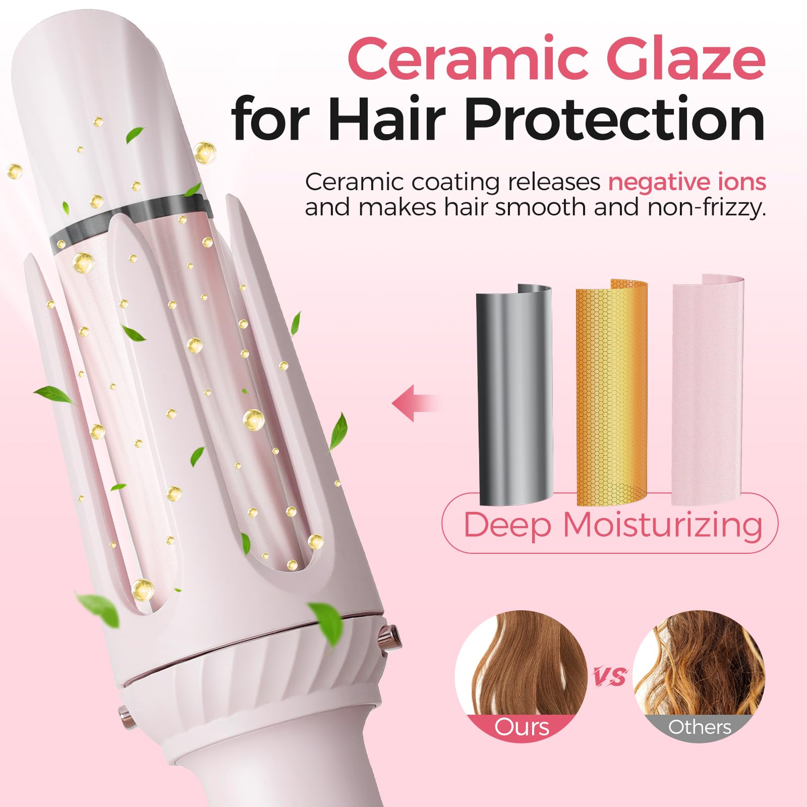 Wollea curling iron compact portable design held in hand for travel-friendly styling.