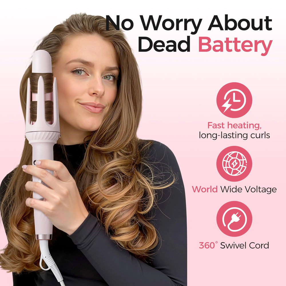 Wollea curling iron with digital controls and five temperature settings.