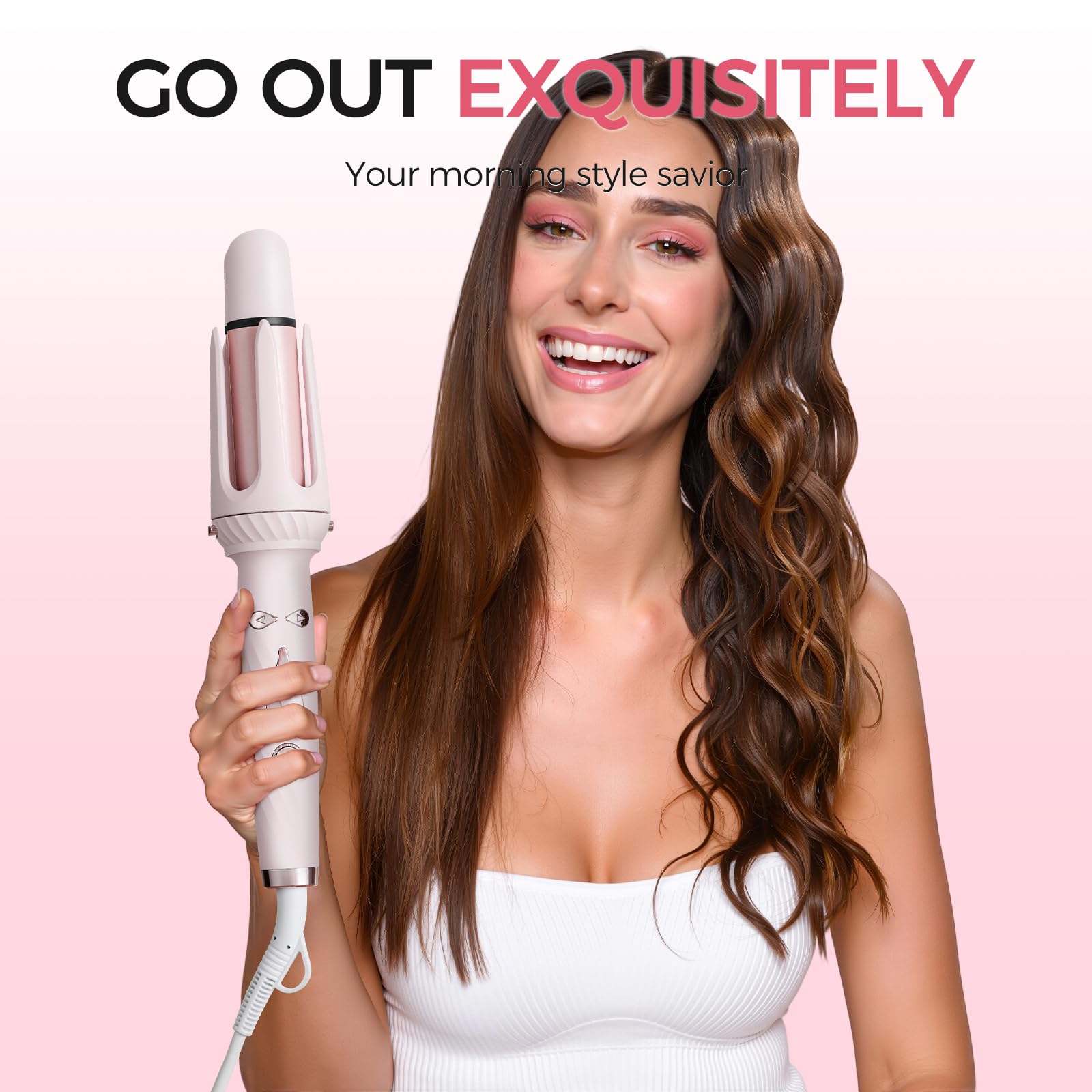 Wollea curling iron anti-entanglement rotation design prevents hair pulling.