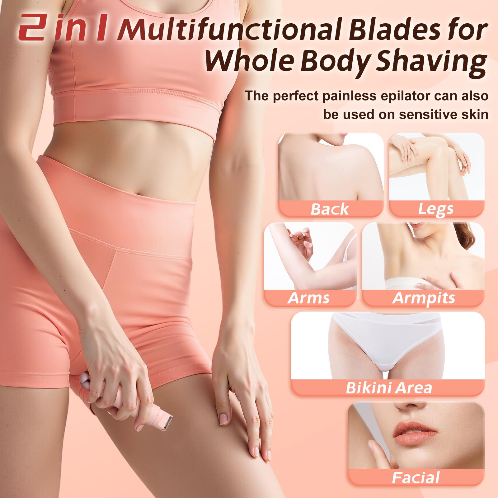 WOLLEA hypoallergenic blades close-up showing rounded guards for irritation reduction