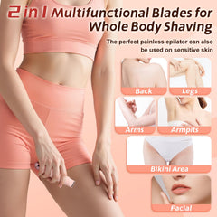 WOLLEA hypoallergenic blades close-up showing rounded guards for irritation reduction
