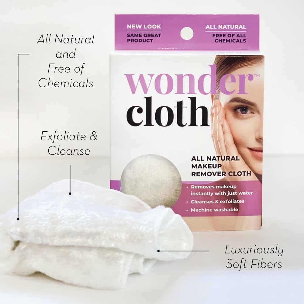 Wonder Cloth removes makeup with water on face, eyes, and lips for cleansing