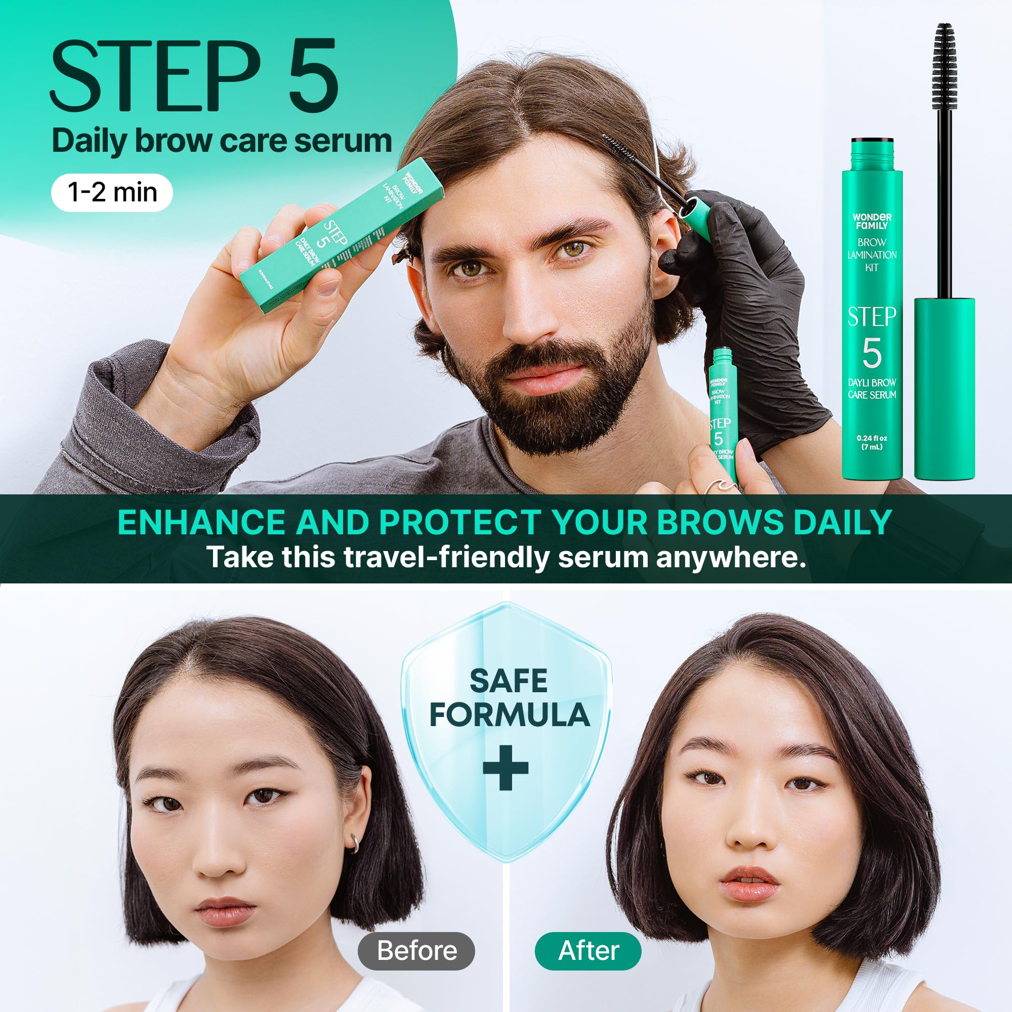 Wonder Family brow lamination kit cleanser supports brow hygiene and prep.