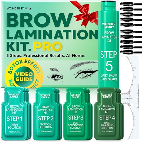 Wonder Family brow lamination kit packaging shows a complete at-home grooming solution.