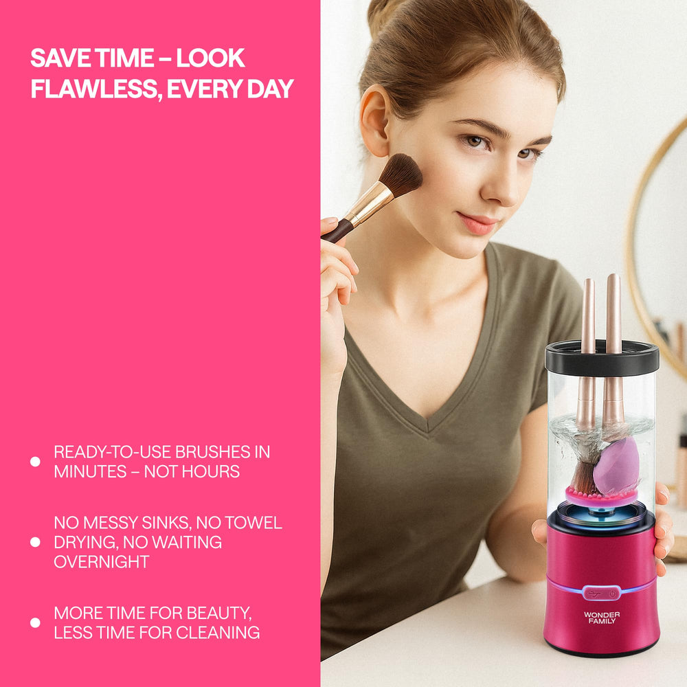 Wonder Family brush and sponge compatibility supports versatile tool cleaning.