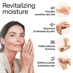 Closeup of Wonder Family collagen serum in gloves on skin.