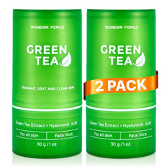 WONDER FAMILY Green Tea Mask Stick packaging shows a 2-pack for easy pore care on the go