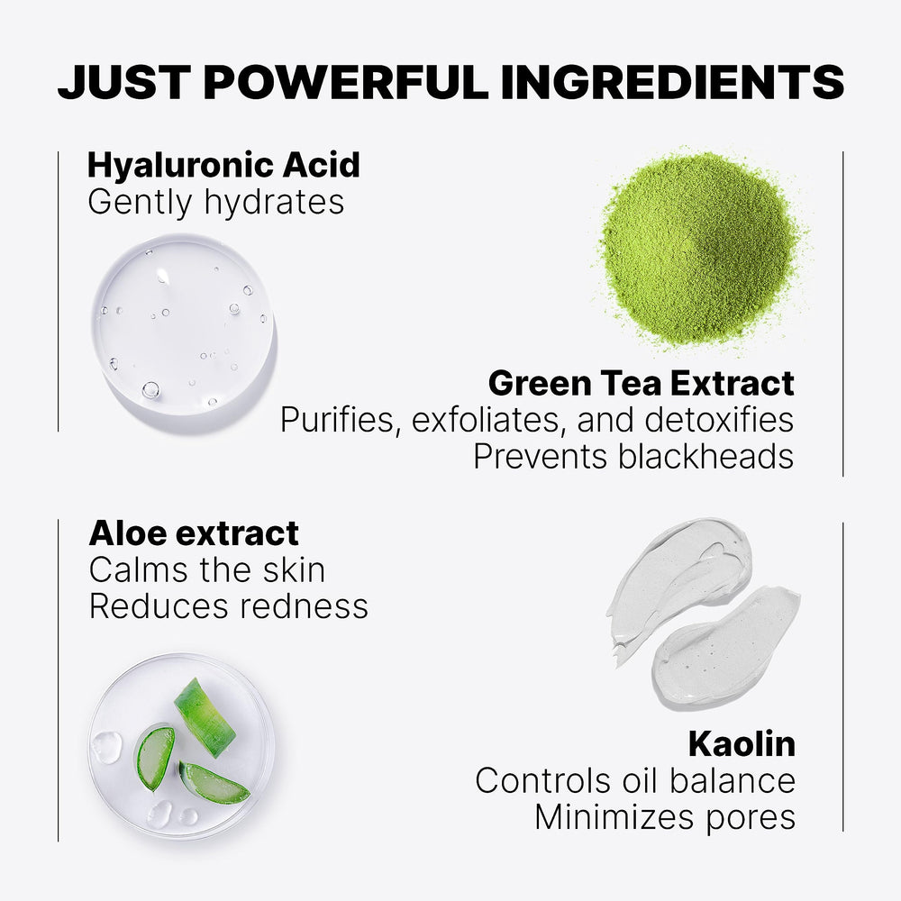 WONDER FAMILY Green Tea Mask Stick pore-cleanse visual shows how it targets buildup