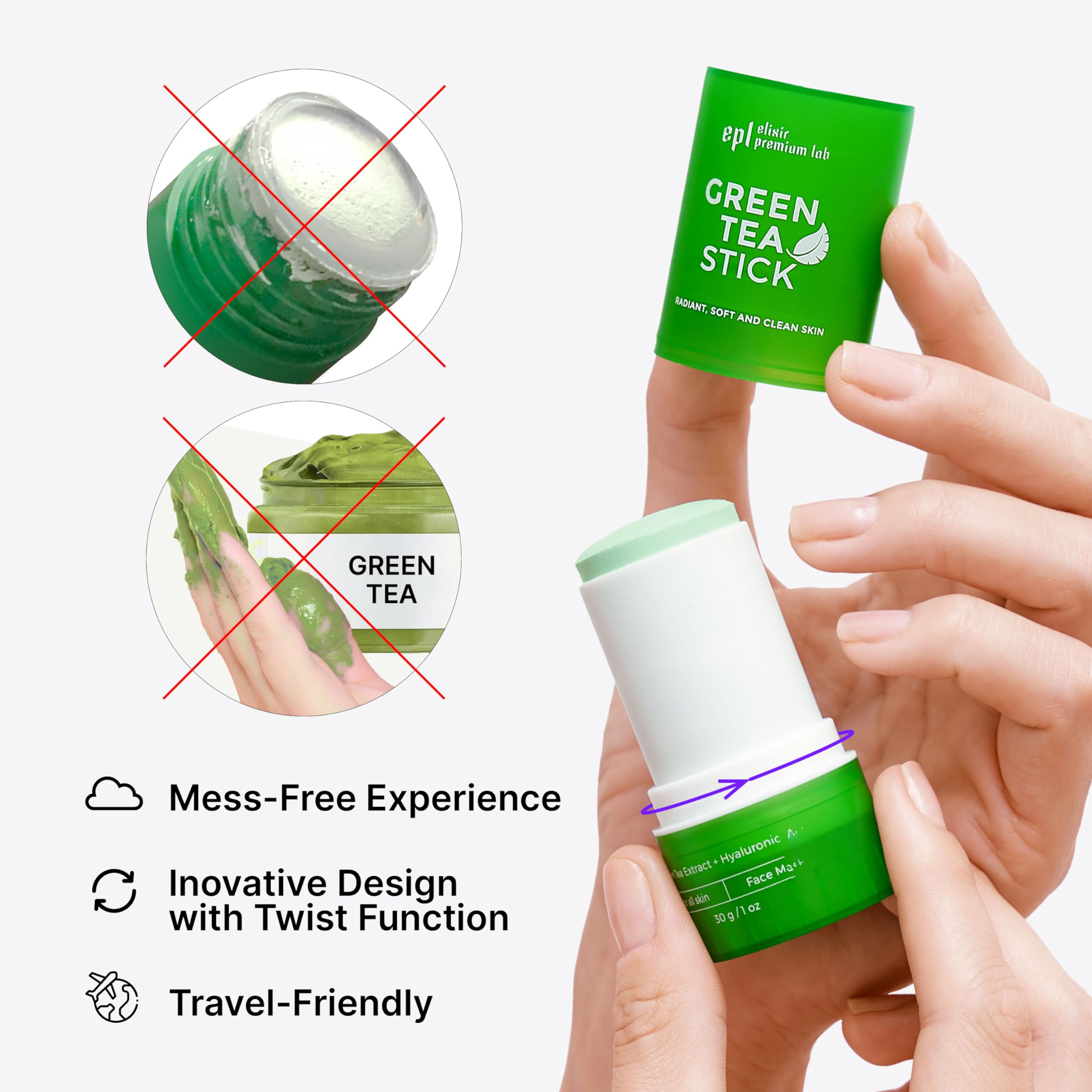 WONDER FAMILY Green Tea Mask Stick two-pack shown for easy routine planning