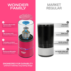 Wonder Family portable wireless USB-rechargeable device for on-the-go makeup tools.
