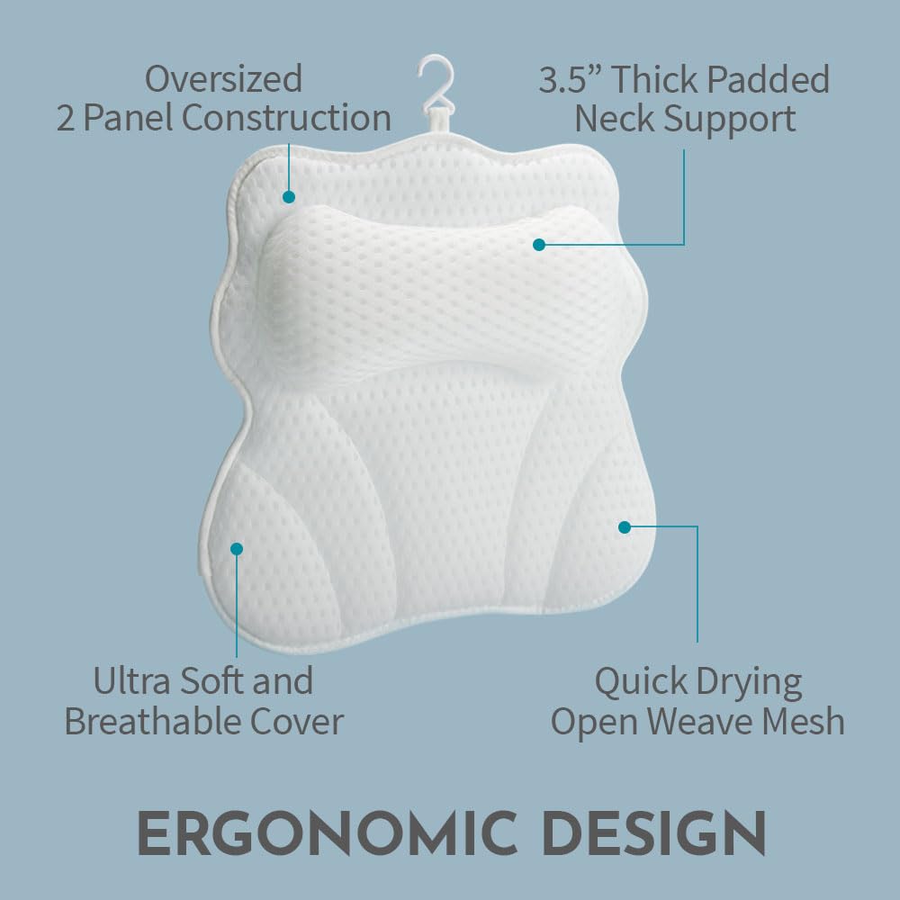 WONDERfoam strong-suction-cups-secure-fit ensures pillow stays in place during use.