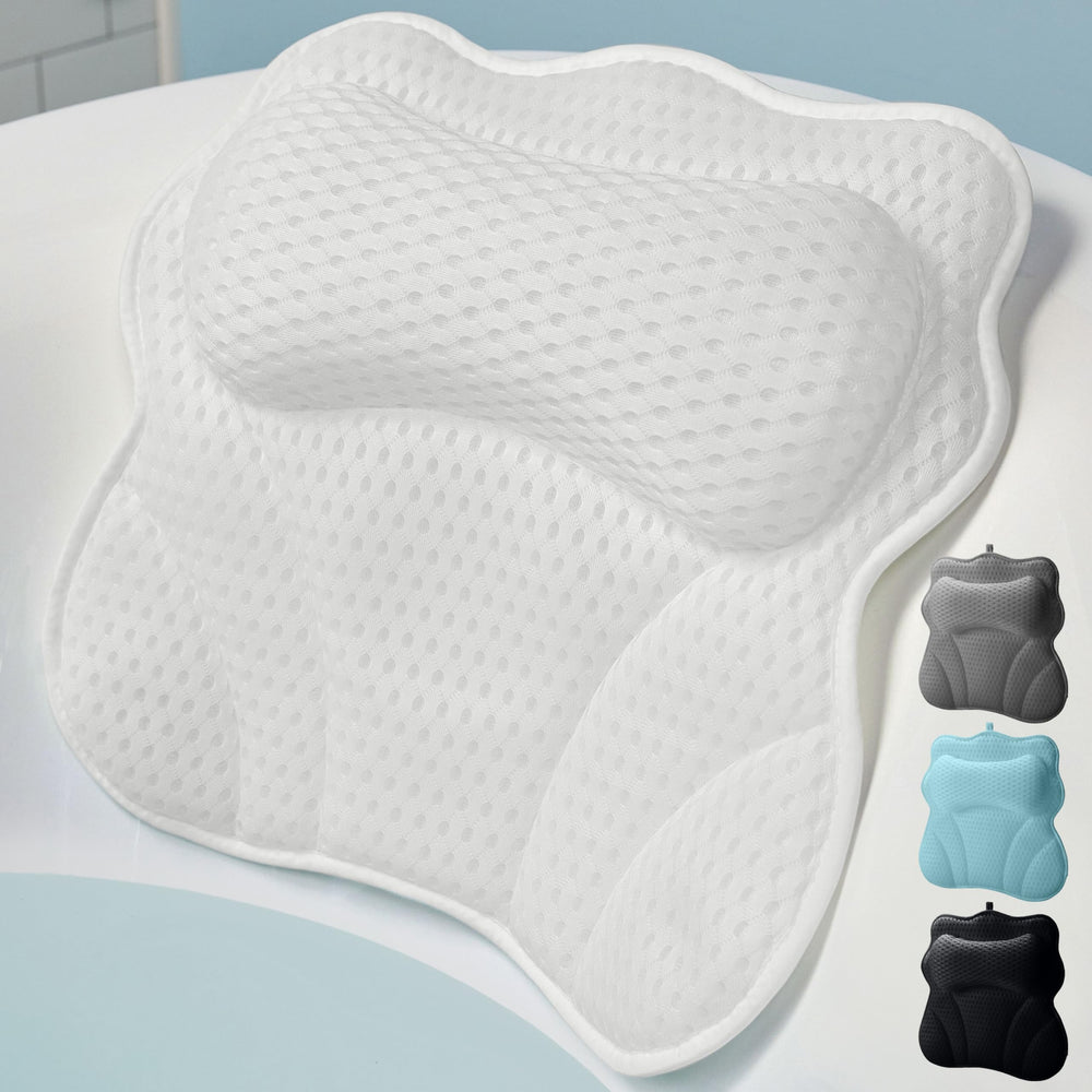 WONDERfoam thick-padded-bath-pillow full view showcases plush comfort for neck and back.