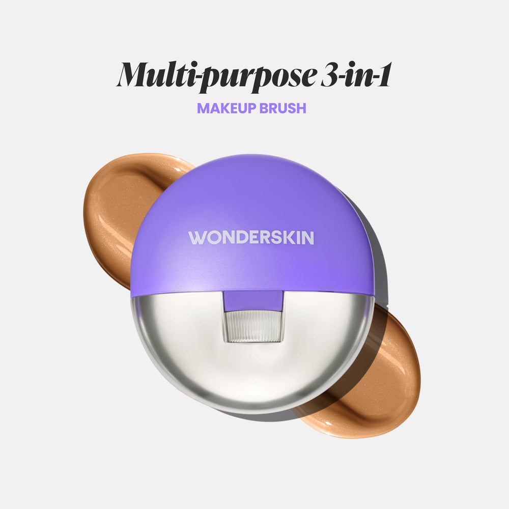 Wonderskin Dial-It-Up Brush applying foundation for a smooth, even blend.