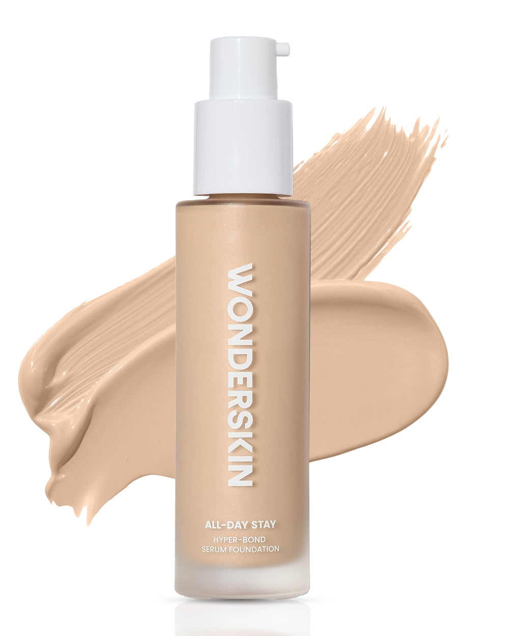 Wonderskin Hyper Bond foundation bottle close-up highlighting long wear