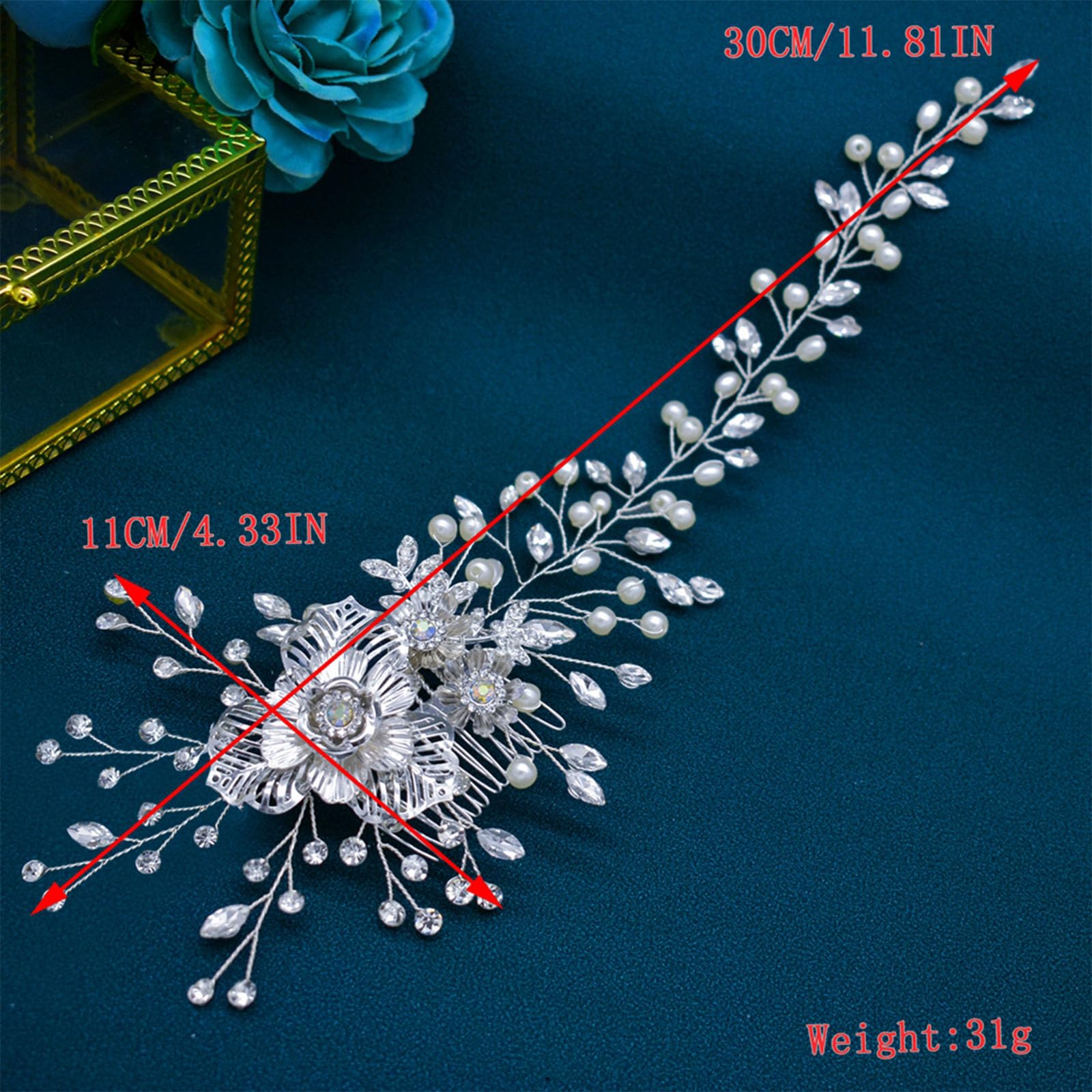 WONRLUA hair accessory metallic petals highlight intricate craftsmanship for brides