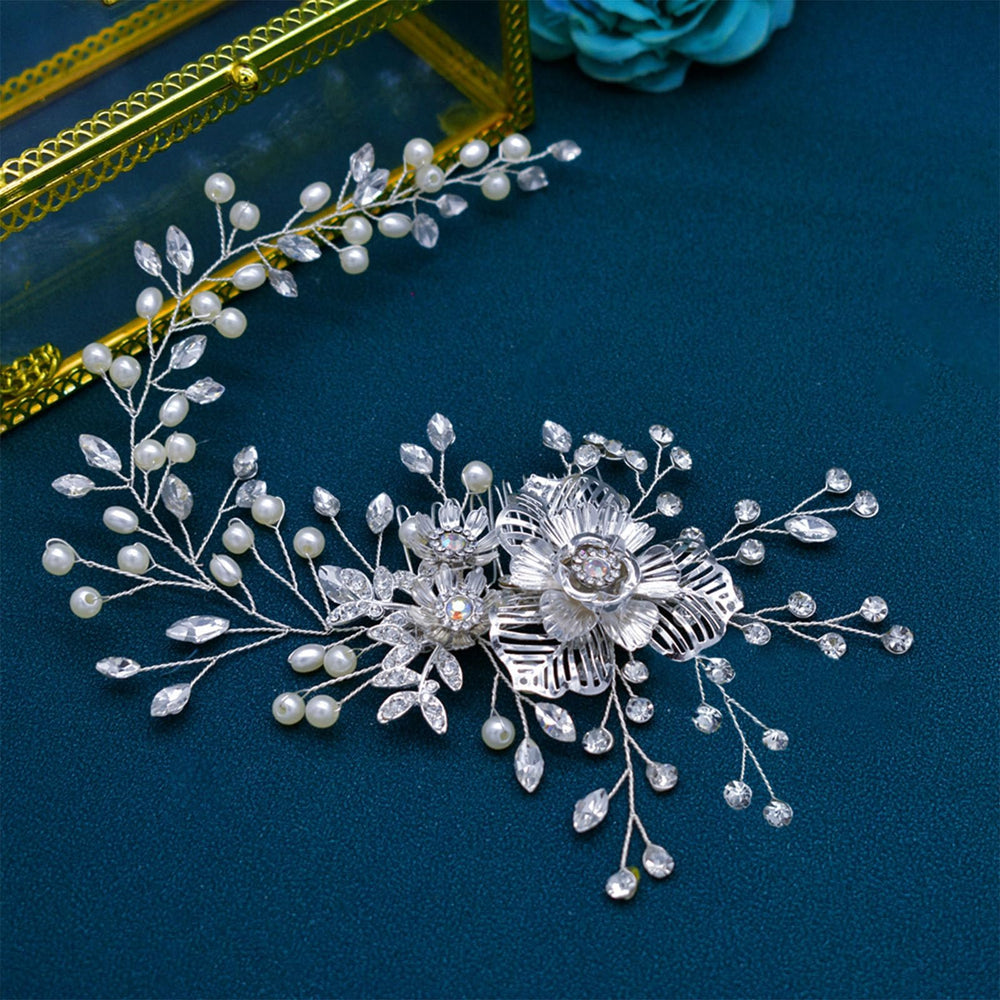 WONRLUA bridesmaid hair piece worn with gowns creates coordinated looks
