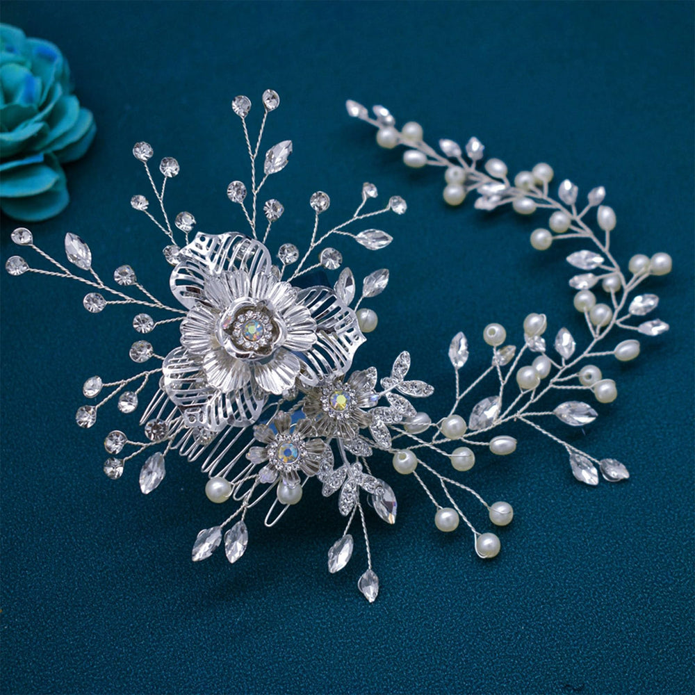 WONRLUA wedding hair comb on braided hair shows versatile placement