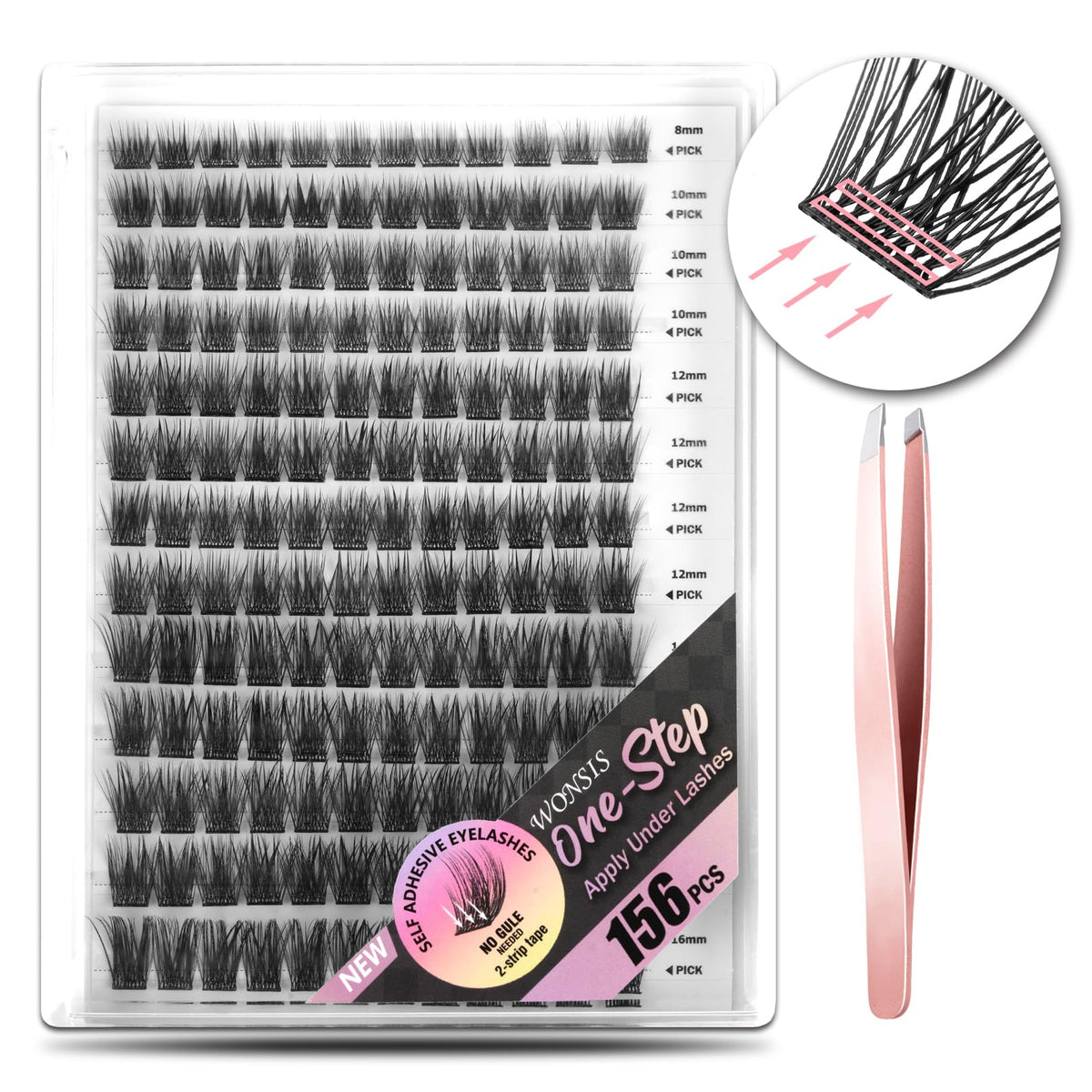 WONSIS self-adhesive eyelashes box front for quick glam without glue