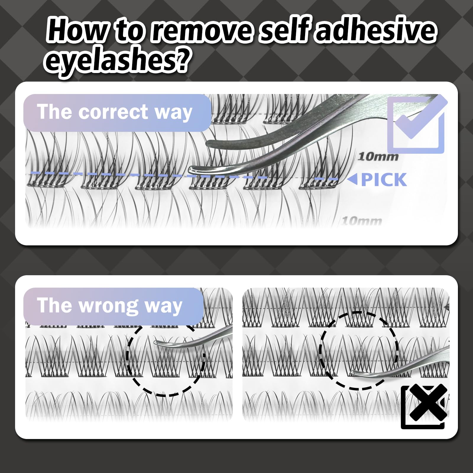 WONSIS self adhesive eyelashes various looks enabling open, cat, and dramatic styles.