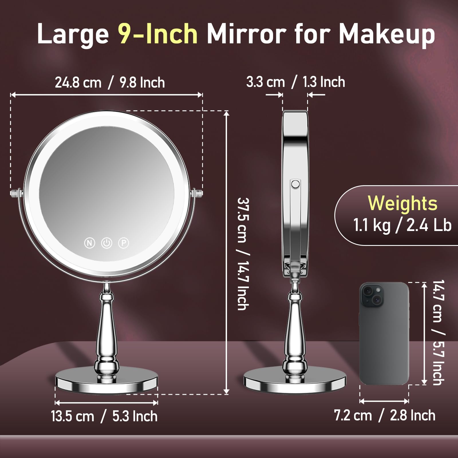 WOOCICA makeup mirror 20x magnification highlights brows and details with clear precision