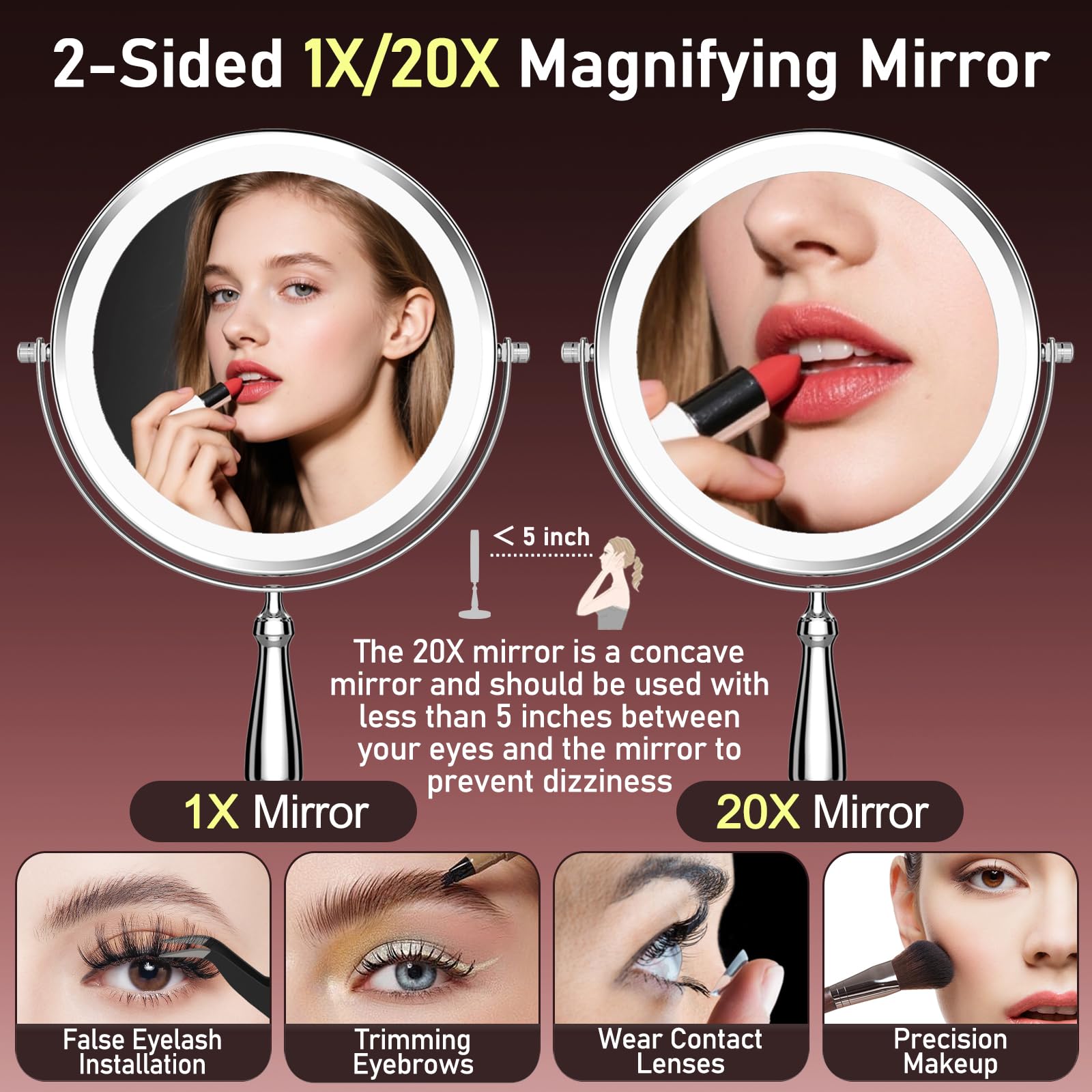 WOOCICA makeup mirror with 3-color LED lights offers customizable ambiance for any routine