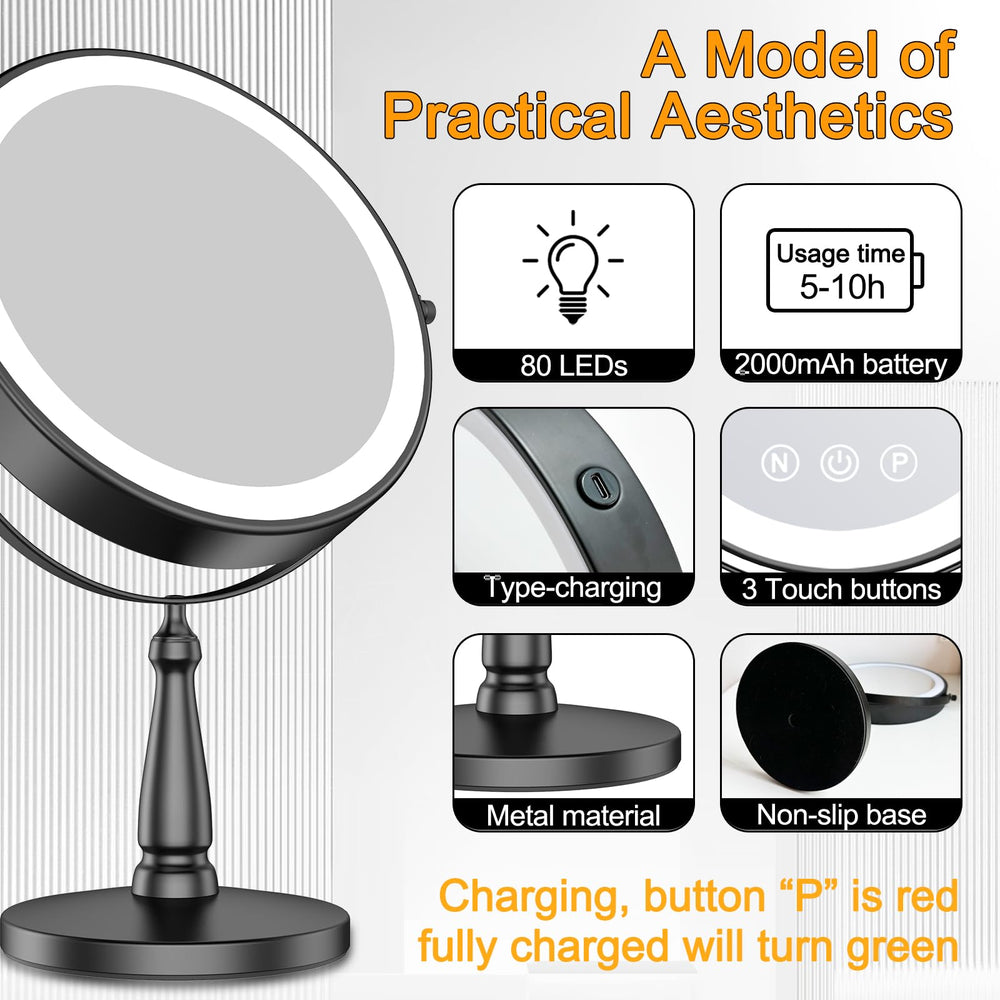 WOOCICA rechargeable mirror with 2000mAh battery for cordless use.
