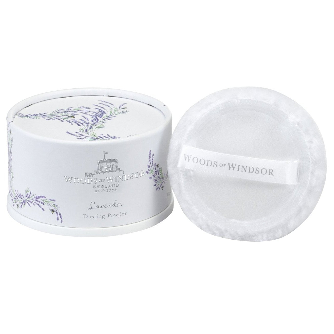 Moisture-absorption action from Woods of Windsor lavender powder keeps skin dry.