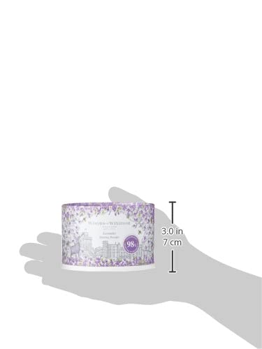 Vanity-dusting shot of Woods of Windsor lavender powder for everyday freshness.